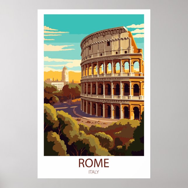 Poster Retro Travel Rome Italie Destination Wall Art (Devant)