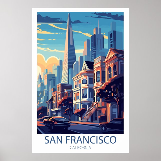 Poster Retro Travel San Francisco California Wall Art (Devant)