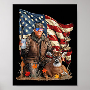 Poster Retro Trump Chasse Deer Drôle Bière Boire