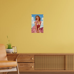 Poster Retro Vieux Hollywood Glamor Blonde Femme Pin-up A