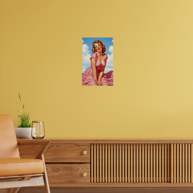 Poster Retro Vieux Hollywood Glamor Blonde Femme Pin-up A (Salon 2)