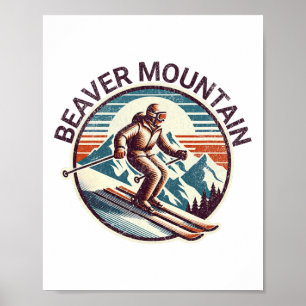 Poster Retro Vintage Beaver Mountain Utah Station de ski