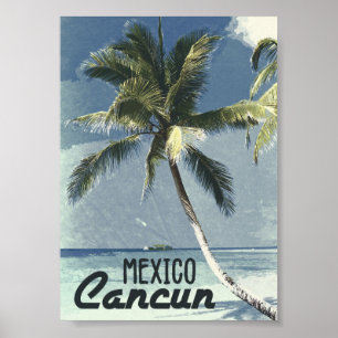 Poster Rétro vintage Cancun Mexique