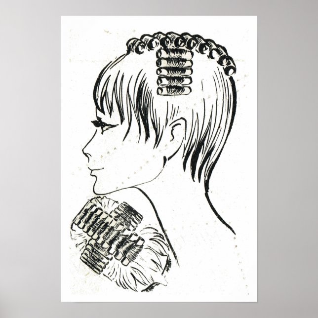 Poster Retro vintage coiffure et gestion (Devant)