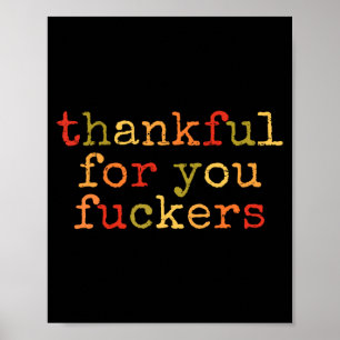 Poster Rétro Vintage Drôle de Thanksgiving Reconnaissant