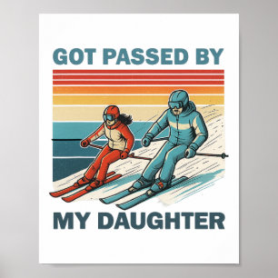 Poster Rétro Vintage Fait du Ski par Ma Fille Drôle 