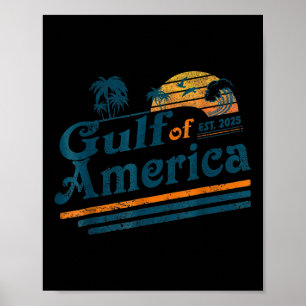 Poster Retro Vintage Gulf Of Us America 2025 American Fla