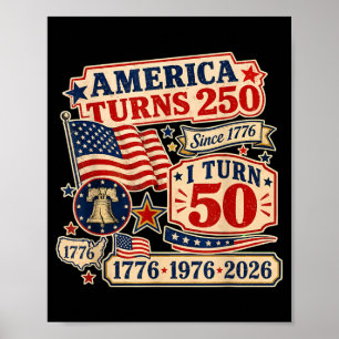 Poster Rétro Vintage L'Amérique a 250 ans Je vais avoir 5