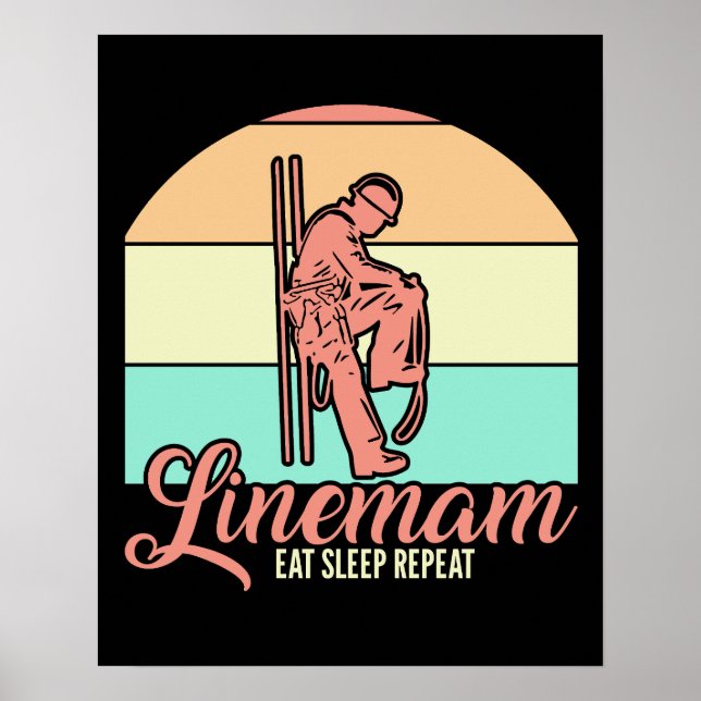 Poster Retro Vintage Lineman (Devant)
