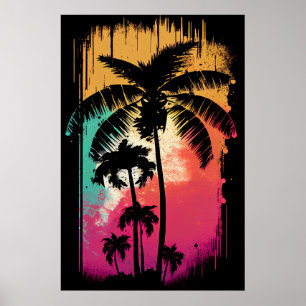 Poster Retro Vintage Ombre Pop Art Palm Los Angeles Vibes