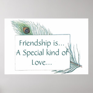 Poster Retro Vintage Peacock Feather Friendship Citation