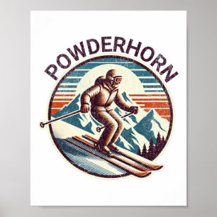 Poster Rétro Vintage Powderhorn Colorado Station de ski W