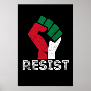 Poster Retro Vintage Resist Palestine drapeau de poing Li