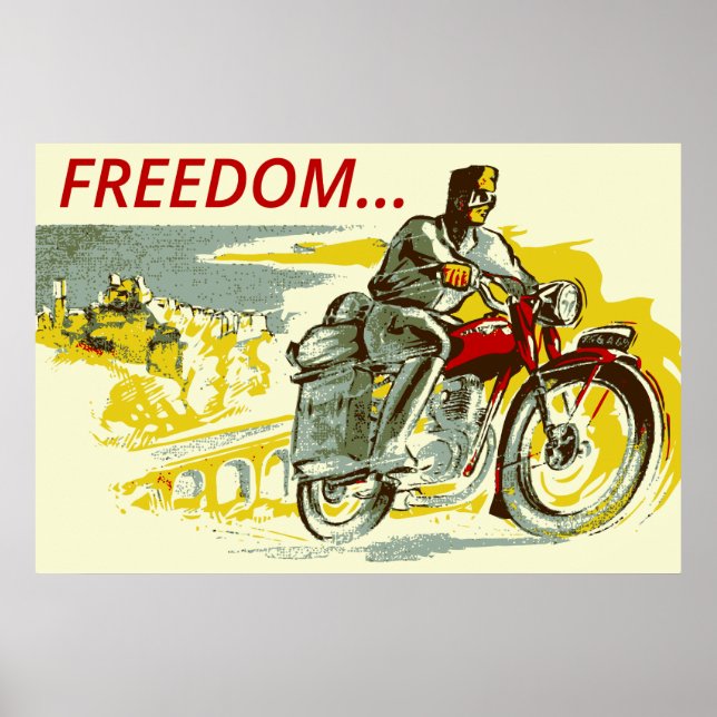 Poster Retro vintage style FREEDOM moto (Devant)