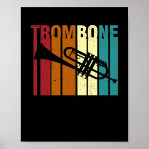 Poster Rétro Vintage Trombone Marching Band Trombone
