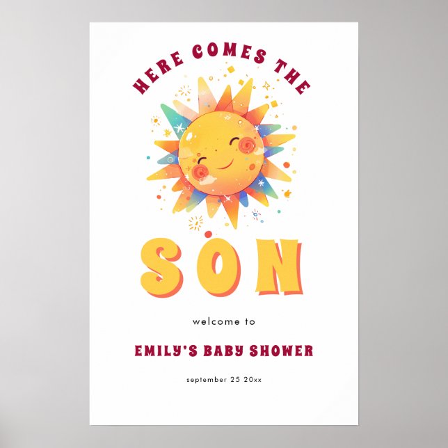 Poster Retro Voici Le Fils Bienvenue Au Baby shower (Devant)