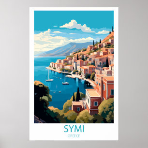 Poster Retro Voyage Symi Grèce Destination Wall Art