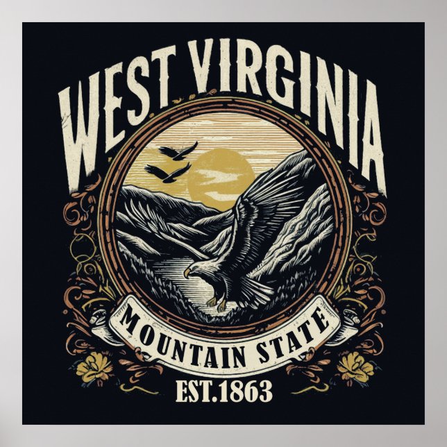 Poster Retro West Virginia (Devant)