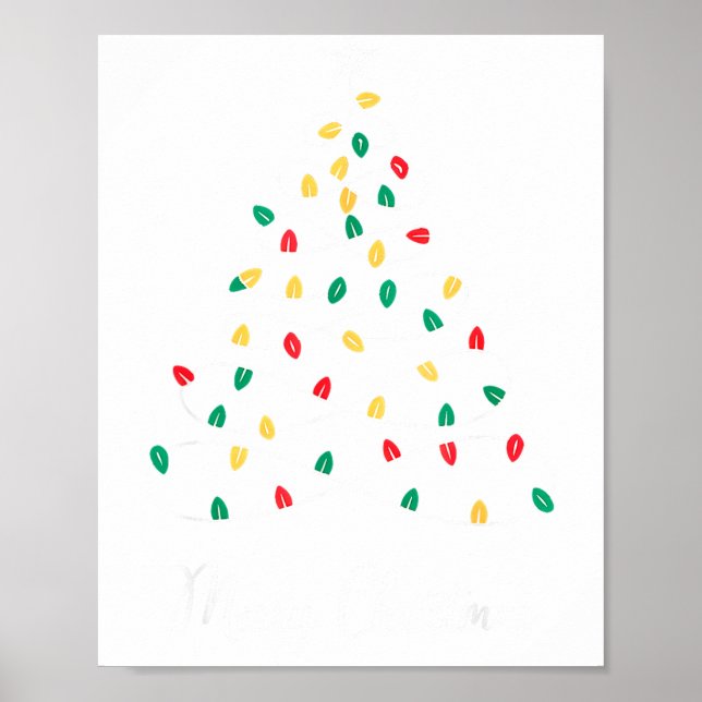 Poster Retro Xmas Merry Christmas Tree Lights  (Devant)