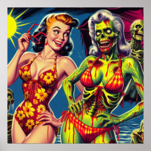 Poster Retro Zombie Pin-up