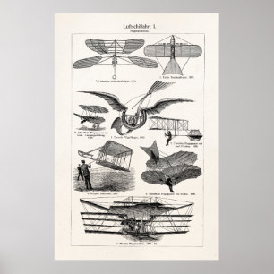Poster Rétros avions d'avions de dirigeables vintages