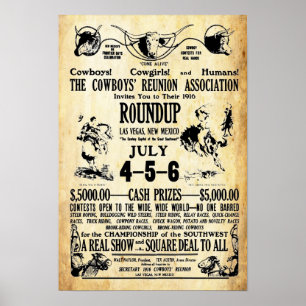 Poster Retrouvailles des Cowboys vintage Imprimer