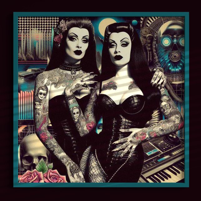 Poster Retrowave Goth Girls (Créateur téléchargé)