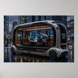 Poster Réunion exécutive futuriste – salle de réunion mob