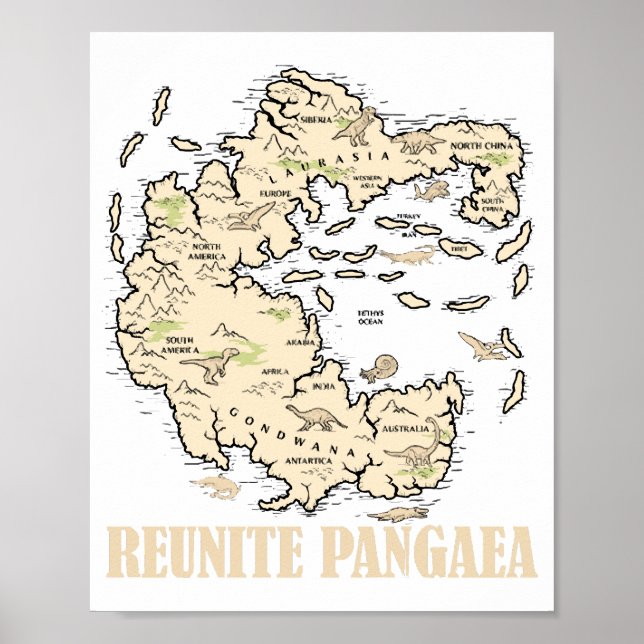 Poster Réunir Pangaea Plan du monde Histoire Géologie amu (Devant)