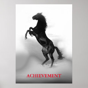 Poster Réussite motivationnelle Cheval d'élevage noir bla