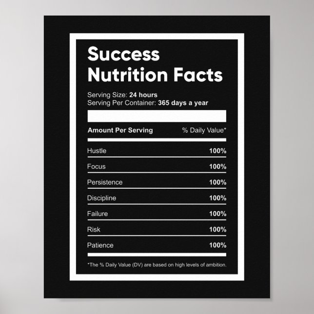 Poster Réussite Valeur nutritionnelle | Devis motivationn (Devant)
