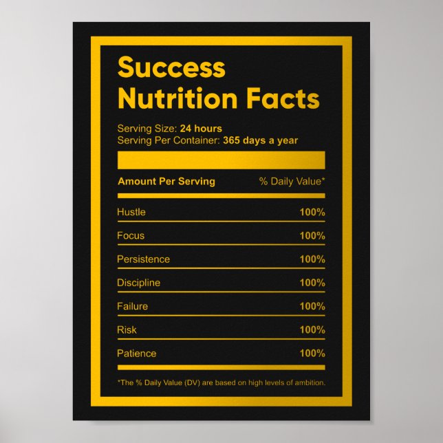 Poster Réussite Valeur nutritionnelle | Devis motivationn (Devant)