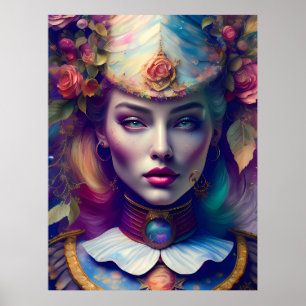 Poster Rêve d'Alice florale colorée