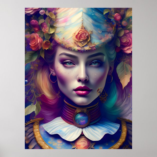 Poster Rêve d'Alice florale colorée (Devant)