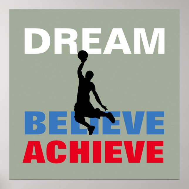 Poster Rêve de basket-ball Croire Atteindre Inspirationne (Devant)