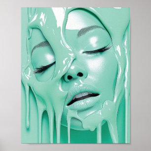 Poster Rêve de fille à la menthe liquide Art abstrait
