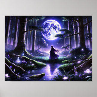 Poster Rêve de la Lune dans les bois enchantés