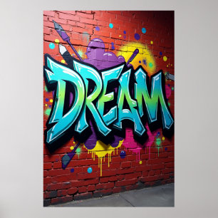 Poster RÊVE en style sauvage : Éveil du graffiti