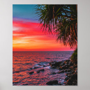 Poster Rêve Extraordinaire de couché de soleil sur le pal