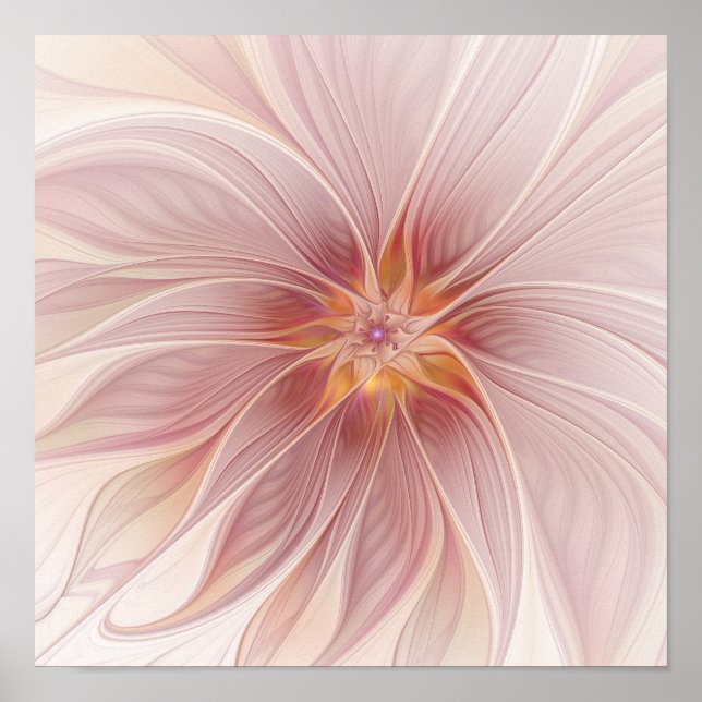 Poster Rêve floral rose doux Abstrait Fleur moderne (Devant)