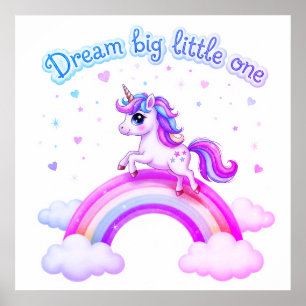 Poster Rêve Grand Petit Licorne Magique