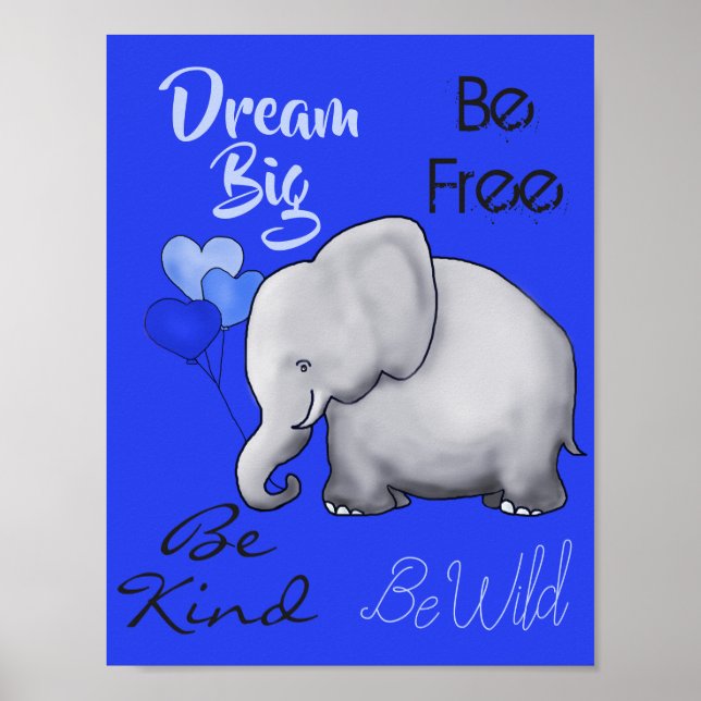 Poster Rêve Inspirationnelle Grote Cute Elephant Nursery (Devant)
