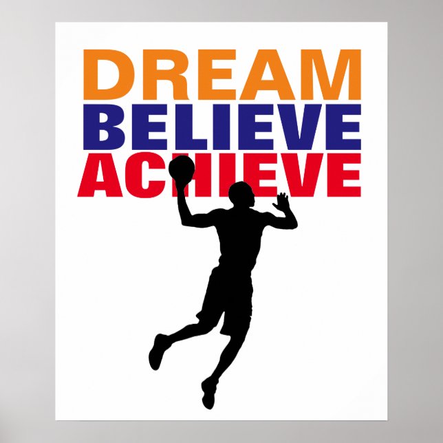 Poster Rêve Motivation Croire Atteindre Basketball (Devant)