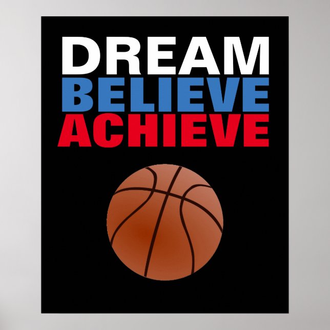 Poster Rêve Motivationnel Croire Atteindre Basketball (Devant)