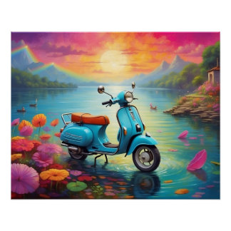 Poster Rêve vintage sur le lac enchanté