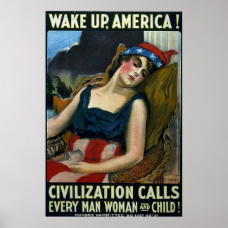Poster Réveillez L'Amérique ! ~ WW1 Vintage