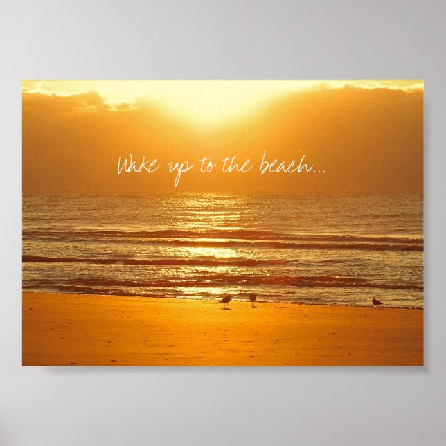 Poster Réveillez-vous sur l'affiche Beach Sunrise Imprime (Devant)