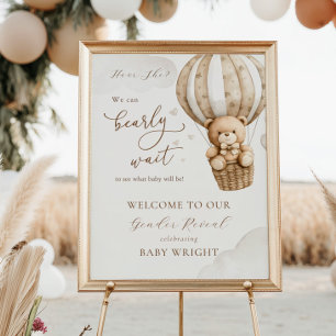 Poster Révélation de genre Bienvenue Teddy Baby shower Ou