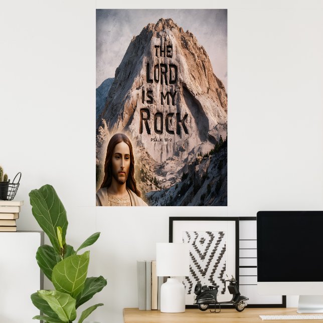 Poster Révélation Divine : Le Seigneur Est Mon Rocher (Bureau à domicile)