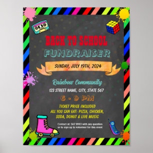 Poster Revenir à l'école 80s thème flyer